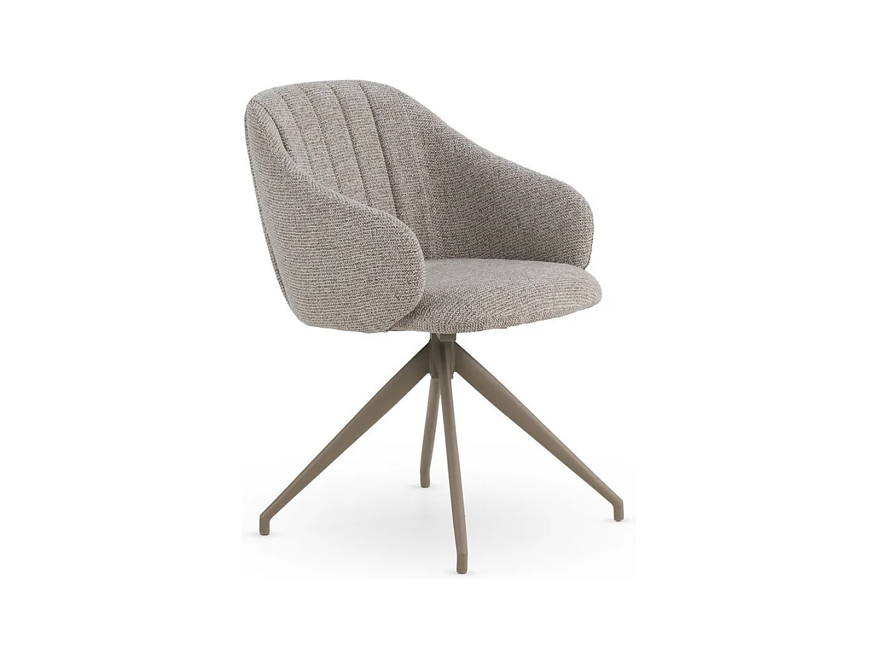 Set di 4 poltrone girevoli rivestite in ciniglia color beige