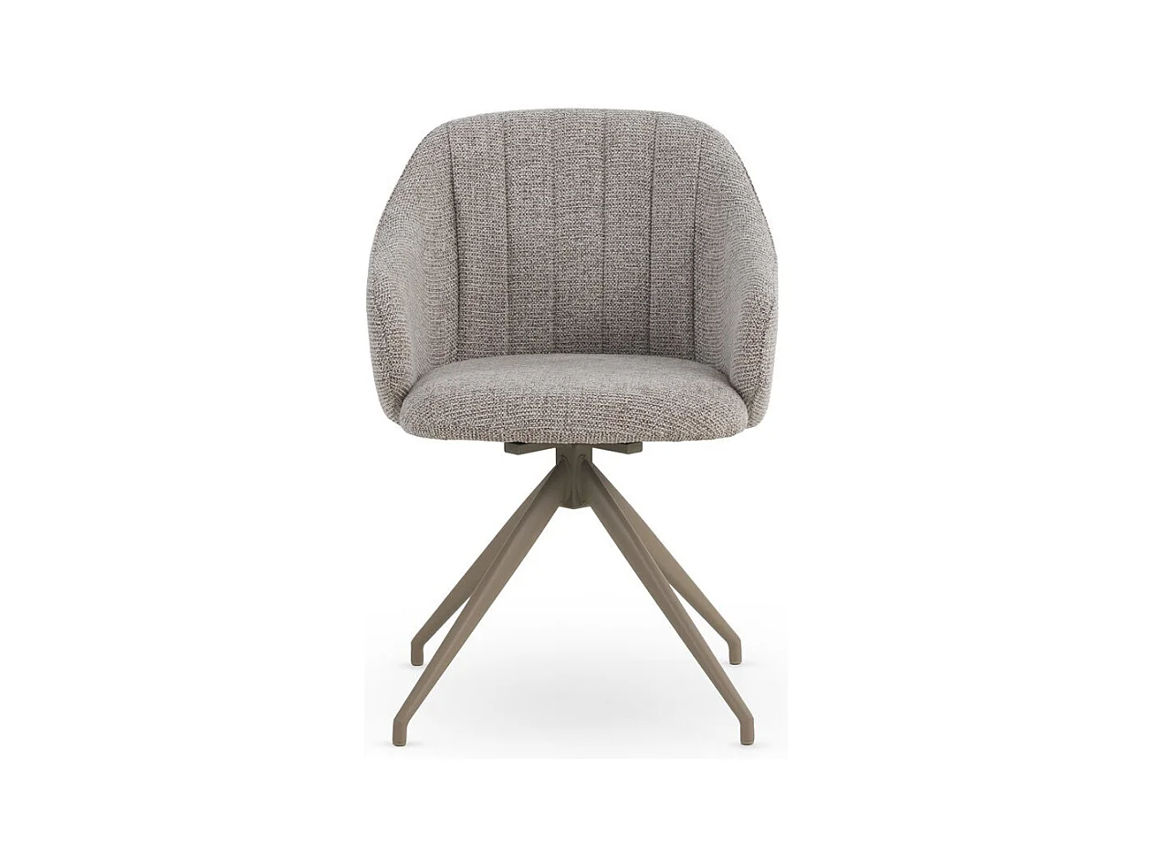 Set di 4 poltrone girevoli rivestite in ciniglia color beige