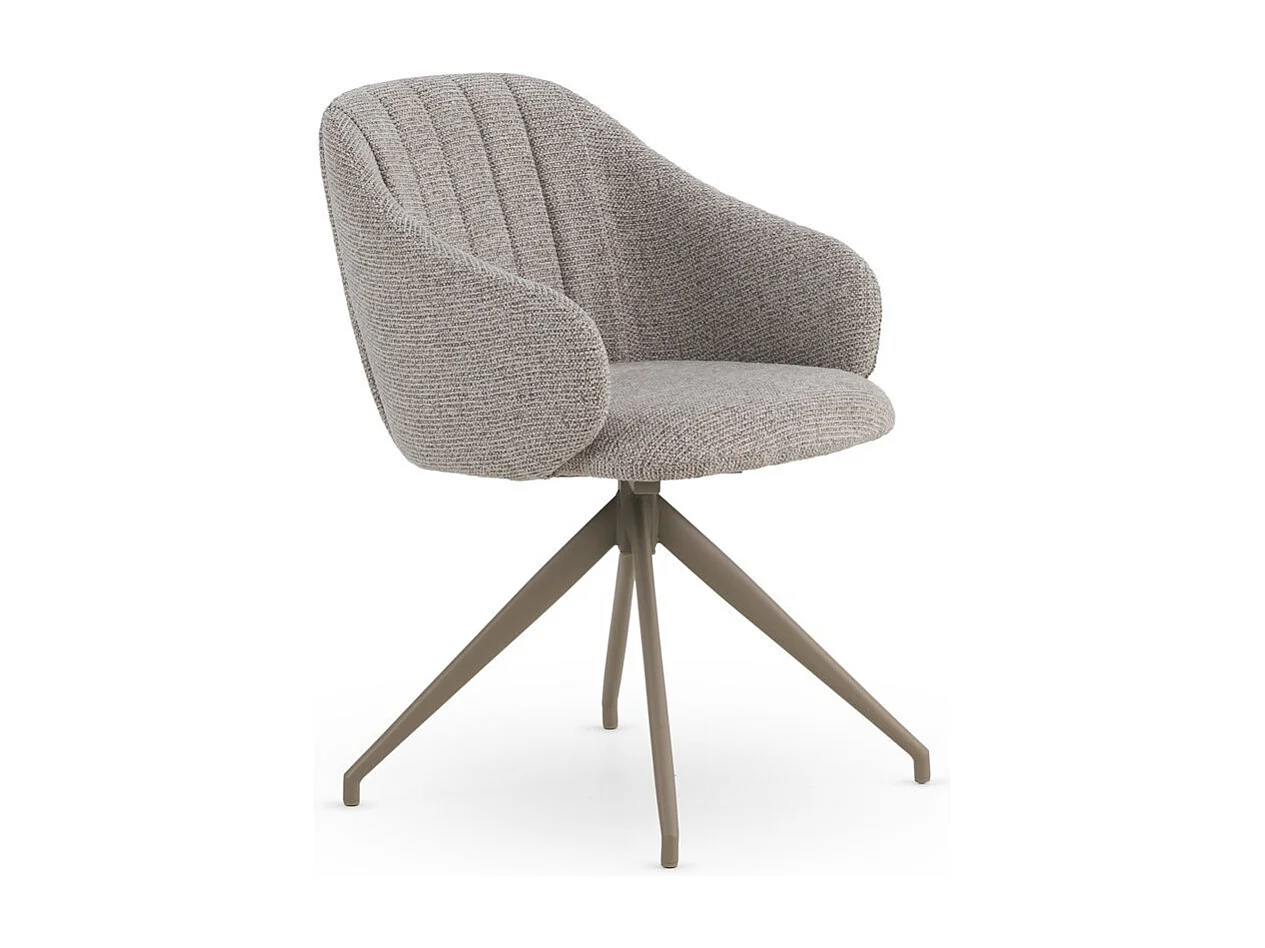 Set di 4 poltrone girevoli rivestite in ciniglia color beige