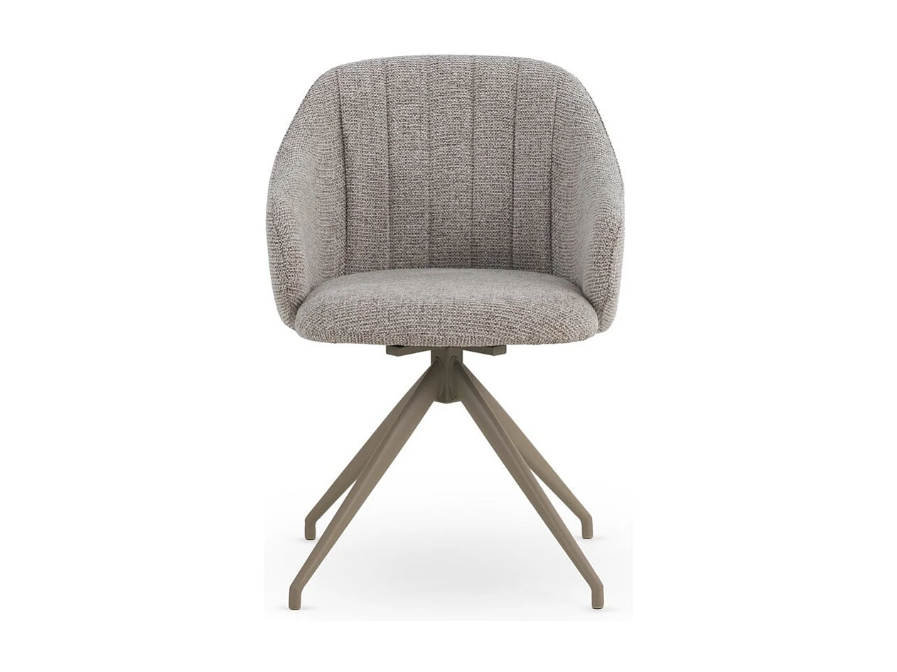 Set di 4 poltrone girevoli rivestite in ciniglia color beige