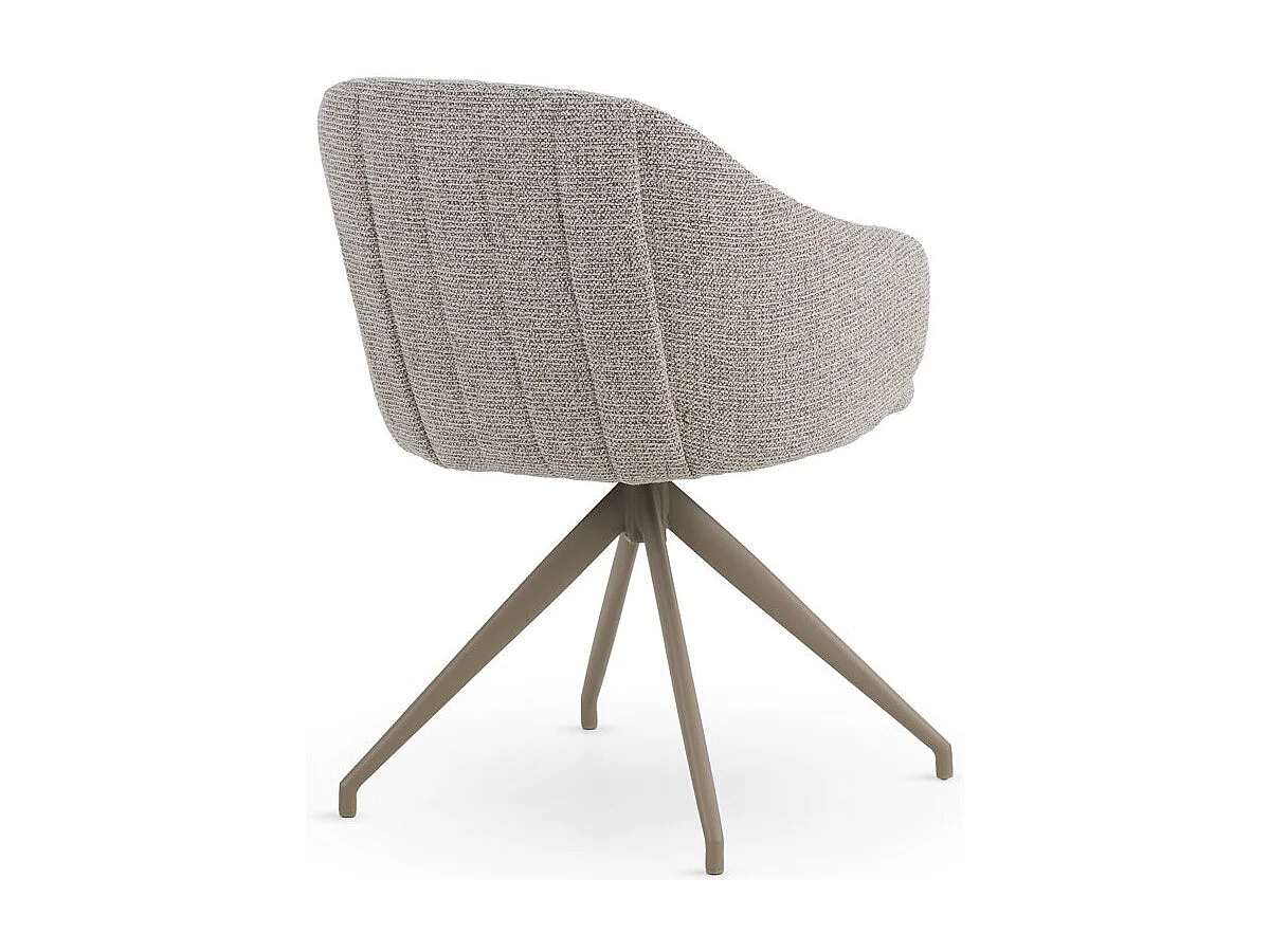 Set di 4 poltrone girevoli rivestite in ciniglia color beige