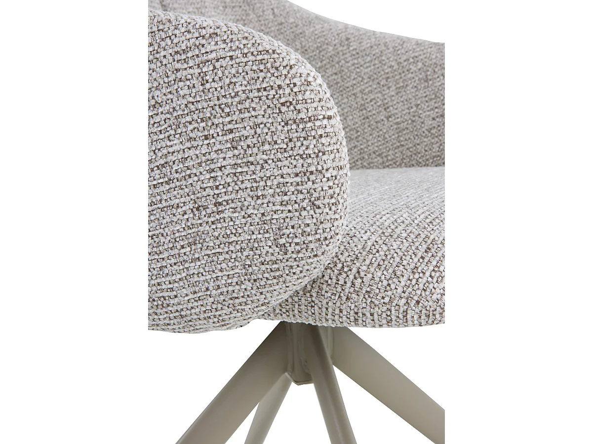 Set di 4 poltrone girevoli rivestite in ciniglia color beige