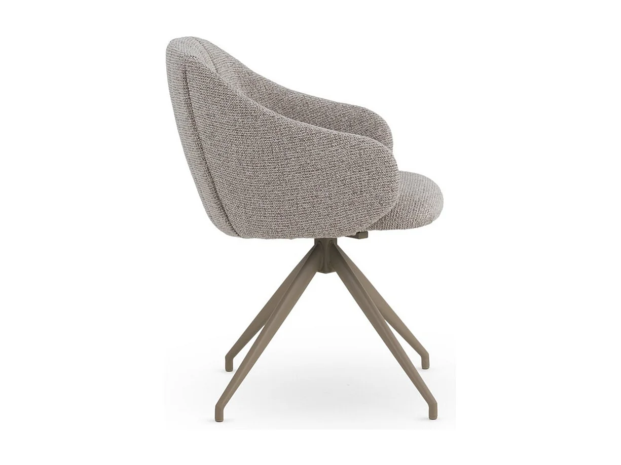 Set di 4 poltrone girevoli rivestite in ciniglia color beige