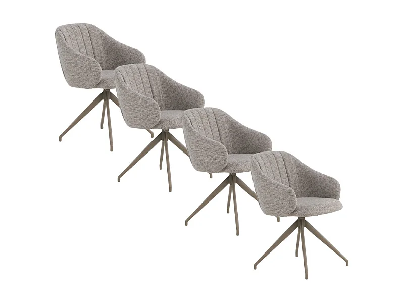 Pack de 4 sillones giratorios tapizados en chenilla color beige