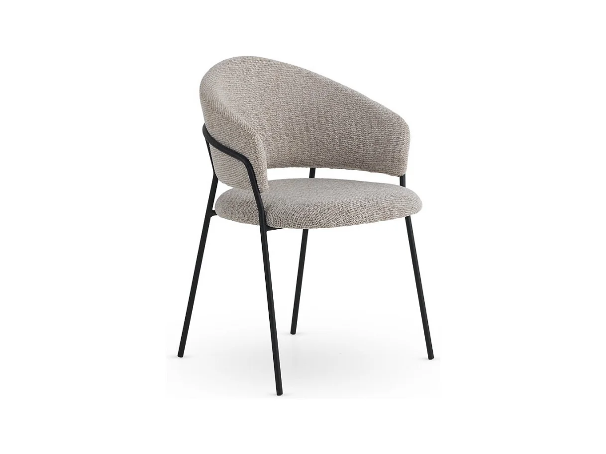 4er-Set Sessel mit beigem Chenille-Bezug