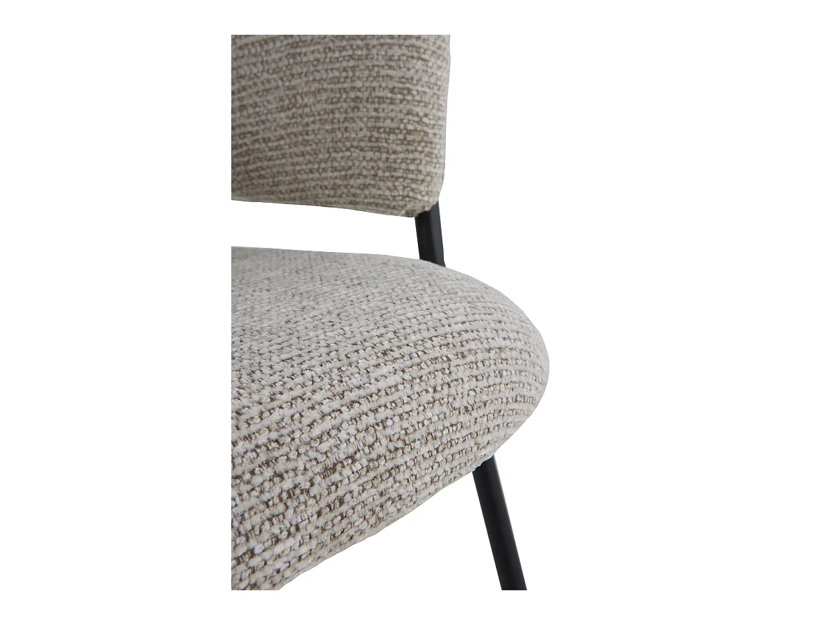 4er-Set Sessel mit beigem Chenille-Bezug