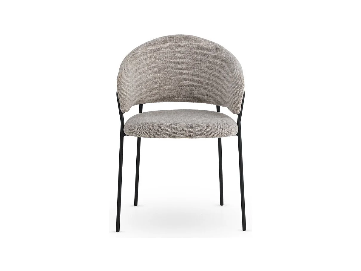 4er-Set Sessel mit beigem Chenille-Bezug