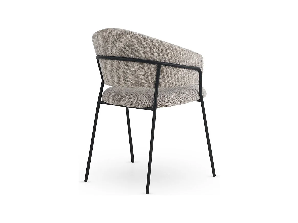 4er-Set Sessel mit beigem Chenille-Bezug