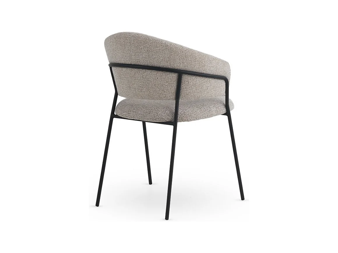 4er-Set Sessel mit beigem Chenille-Bezug