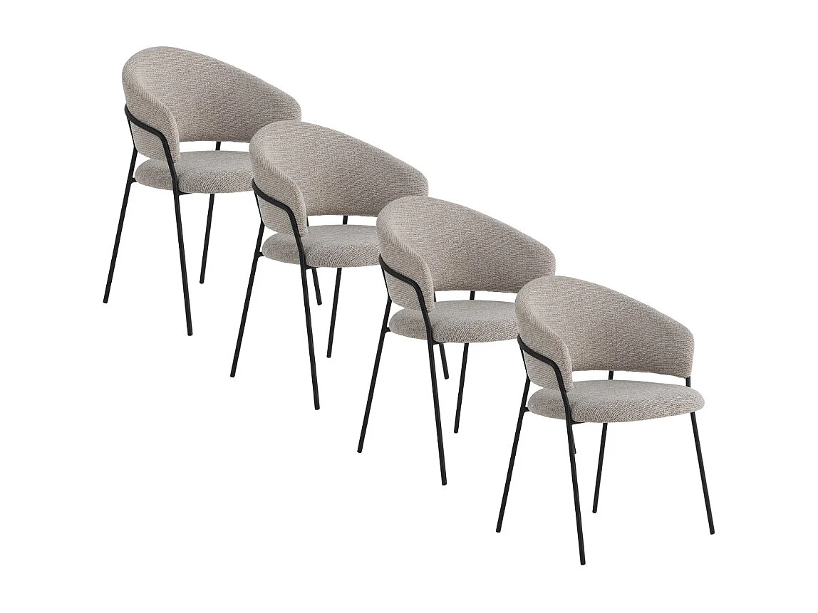 Pack de 4 sillones tapizados en chenilla color crema