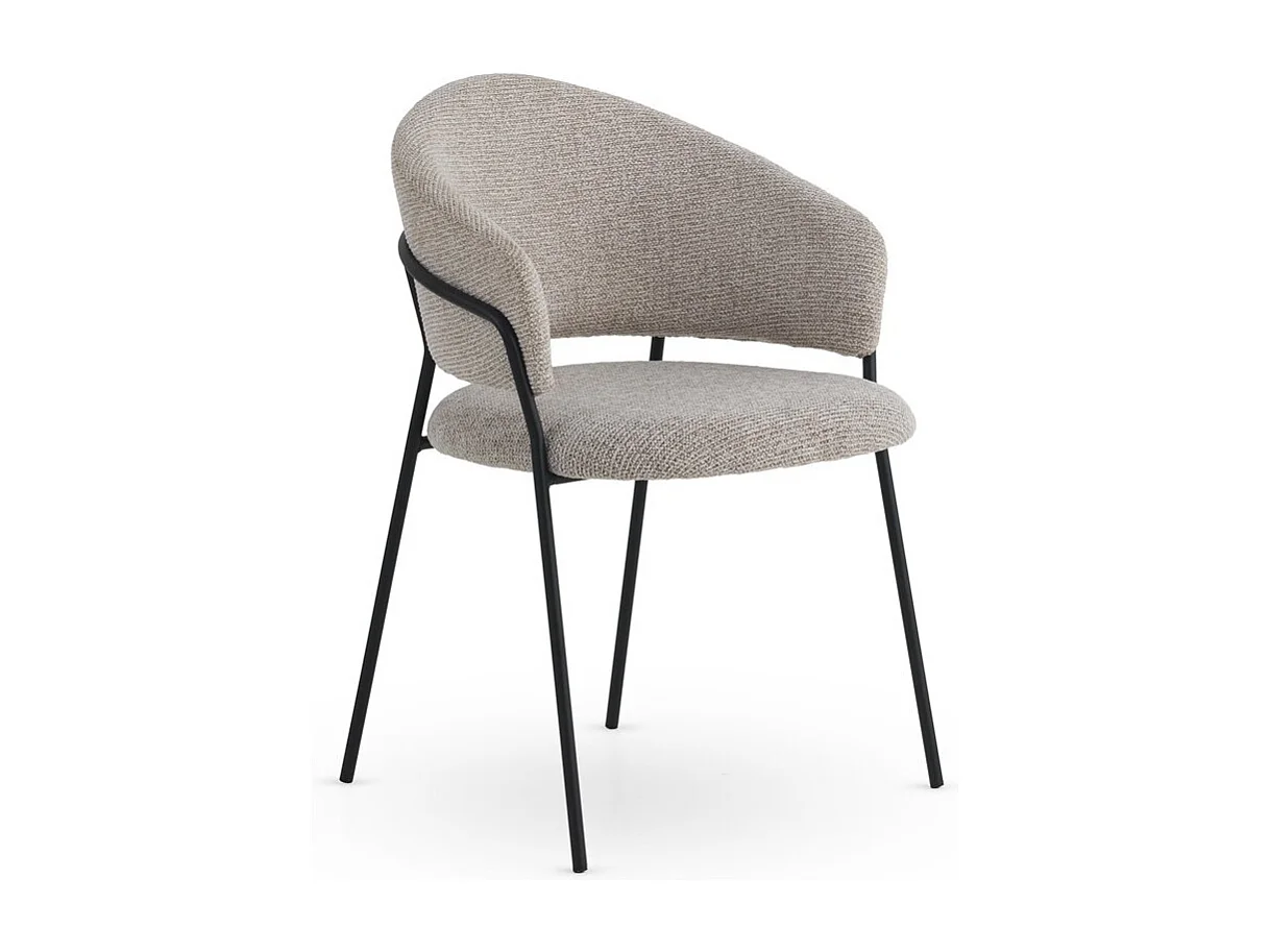 Pack de 4 sillones tapizados en chenilla color crema