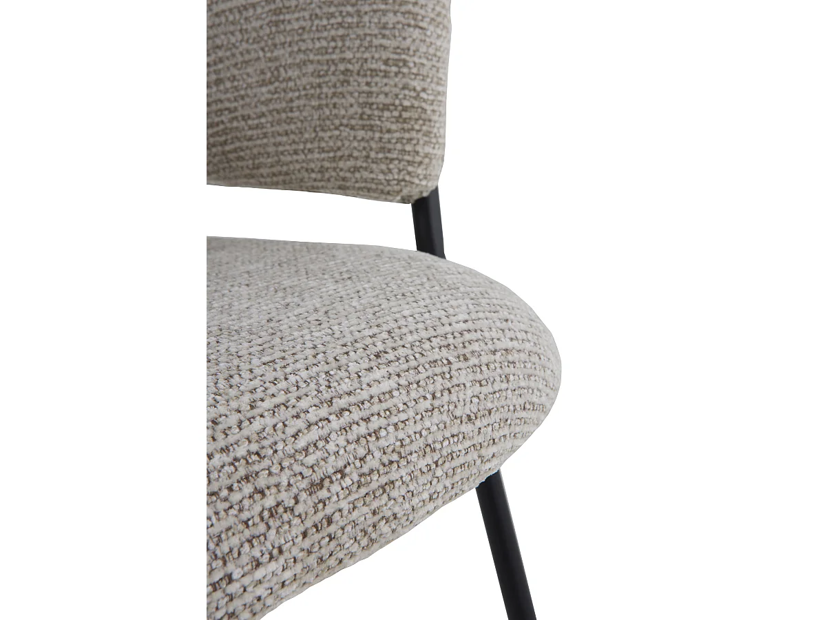 4er-Set Sessel mit beigem Chenille-Bezug