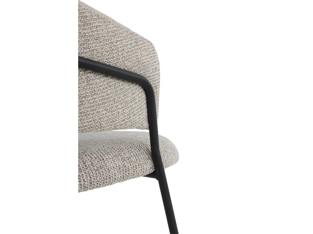 4er-Set Sessel mit beigem Chenille-Bezug