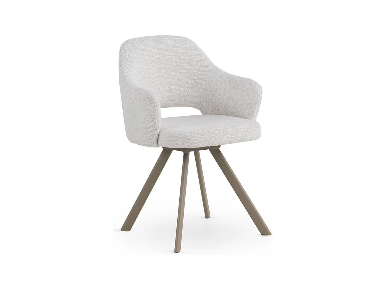 Set di 4 poltrone rivestite in ciniglia color crema