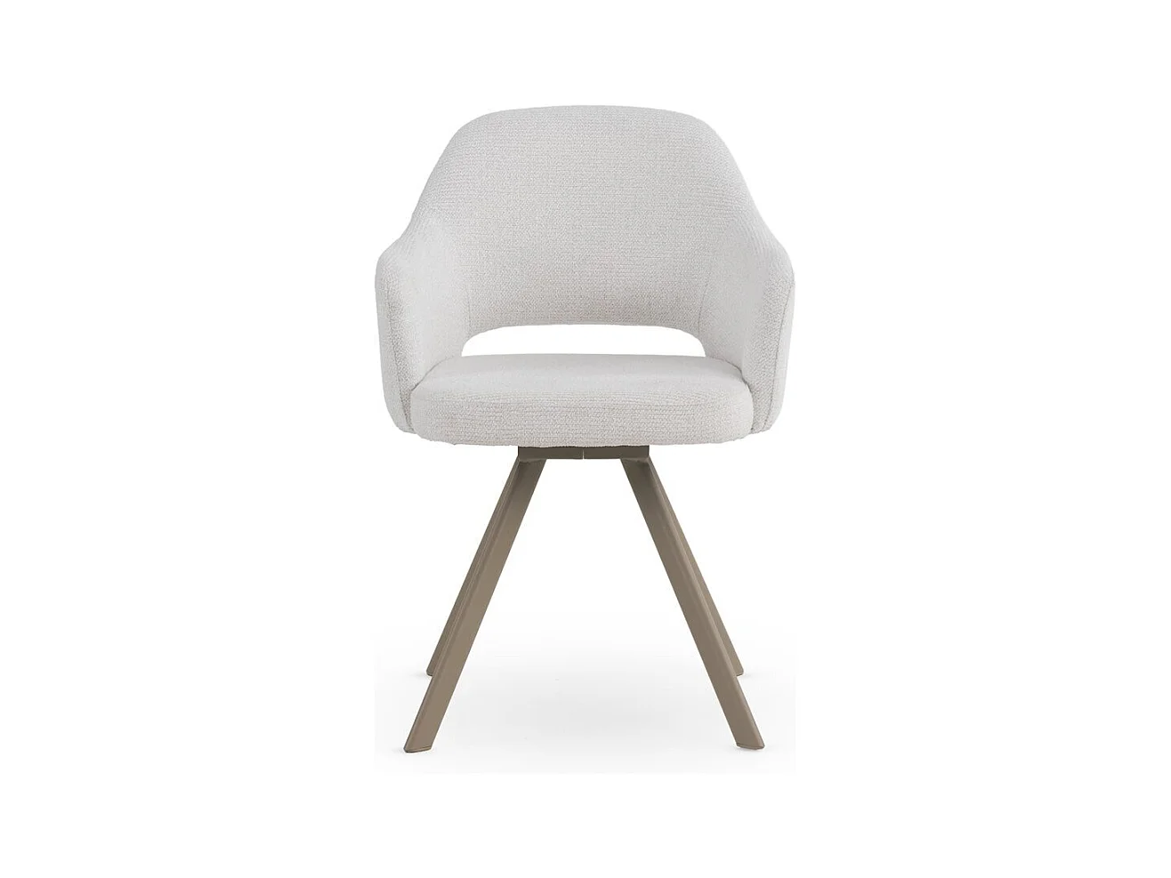 Set di 4 poltrone rivestite in ciniglia color crema