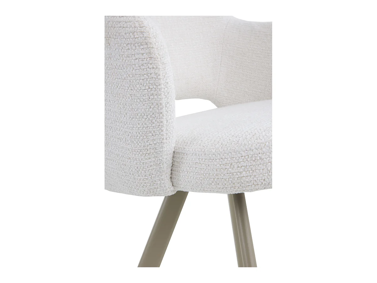 Set di 4 poltrone rivestite in ciniglia color crema