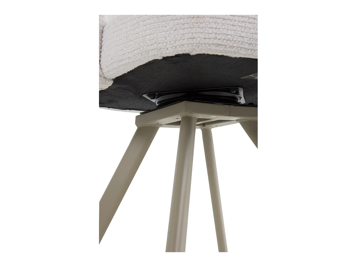 Set di 4 poltrone rivestite in ciniglia color crema