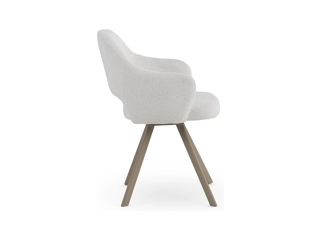 Set di 4 poltrone rivestite in ciniglia color crema