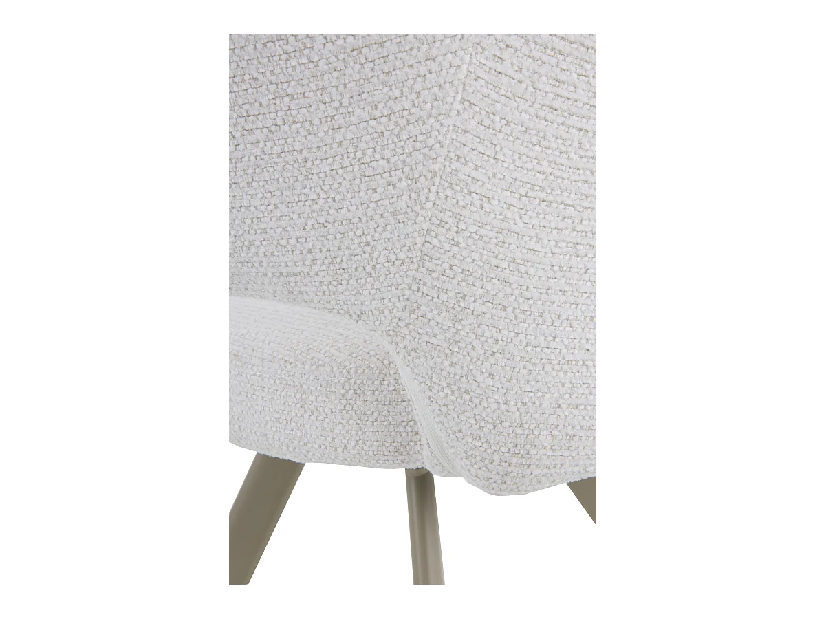 Set di 4 poltrone rivestite in ciniglia color crema