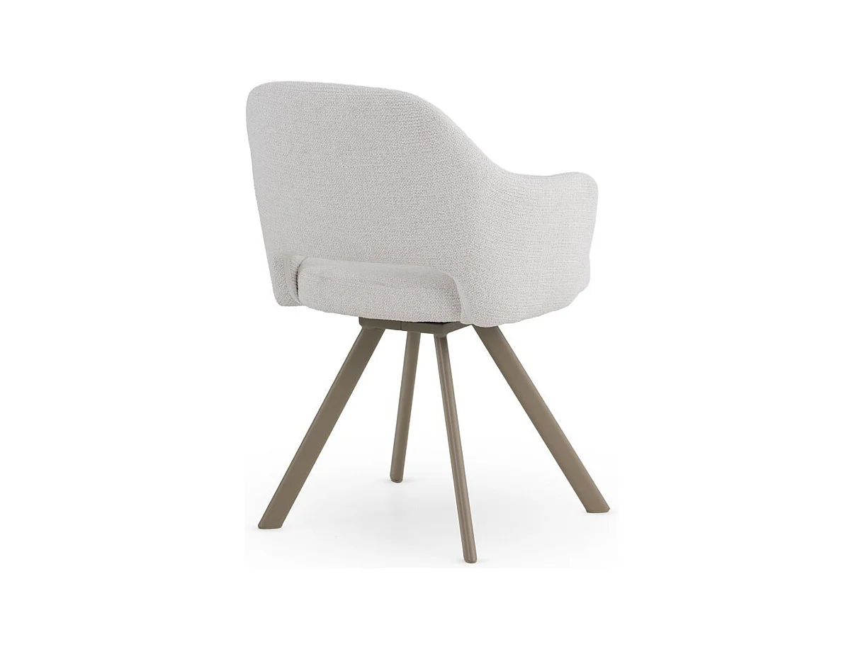 Set di 4 poltrone rivestite in ciniglia color crema