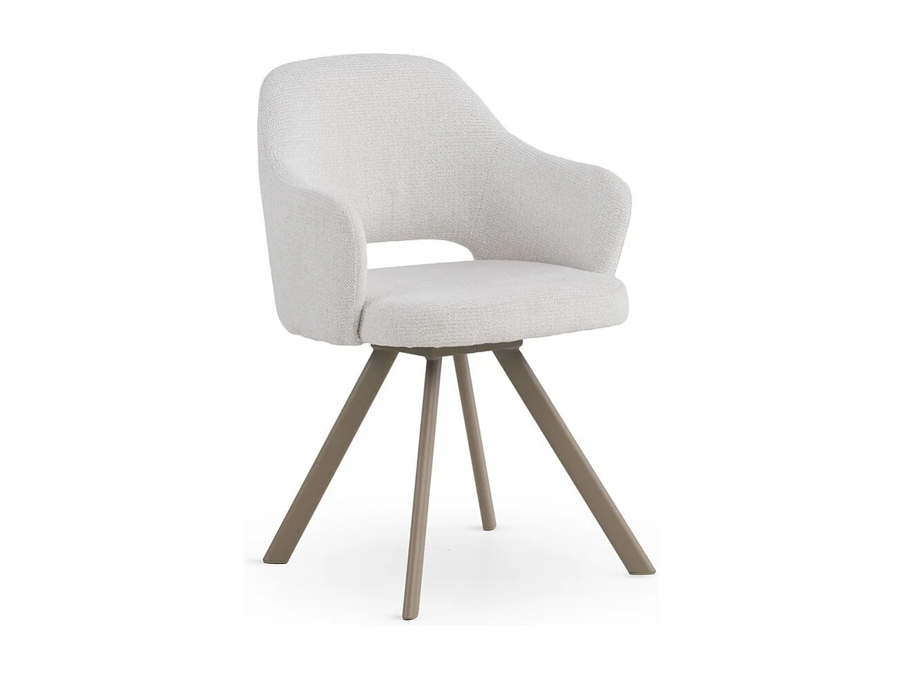 Set di 4 poltrone rivestite in ciniglia color crema