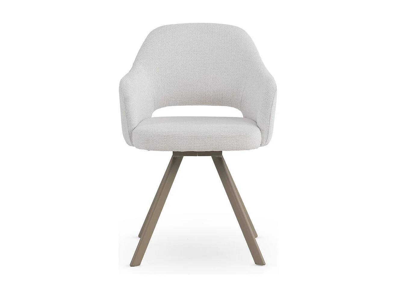 Set di 4 poltrone rivestite in ciniglia color crema