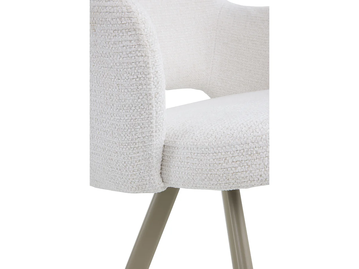 Set di 4 poltrone rivestite in ciniglia color crema