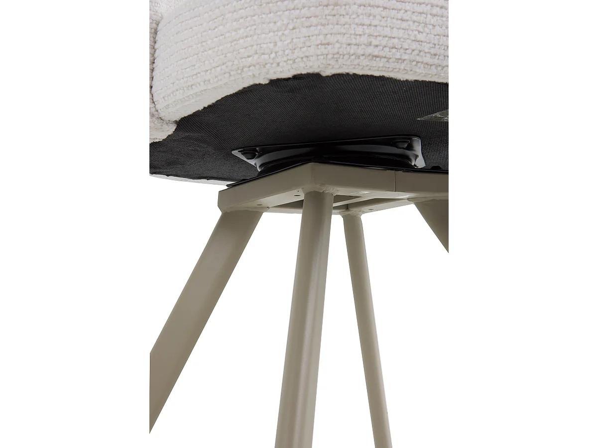 Set di 4 poltrone rivestite in ciniglia color crema