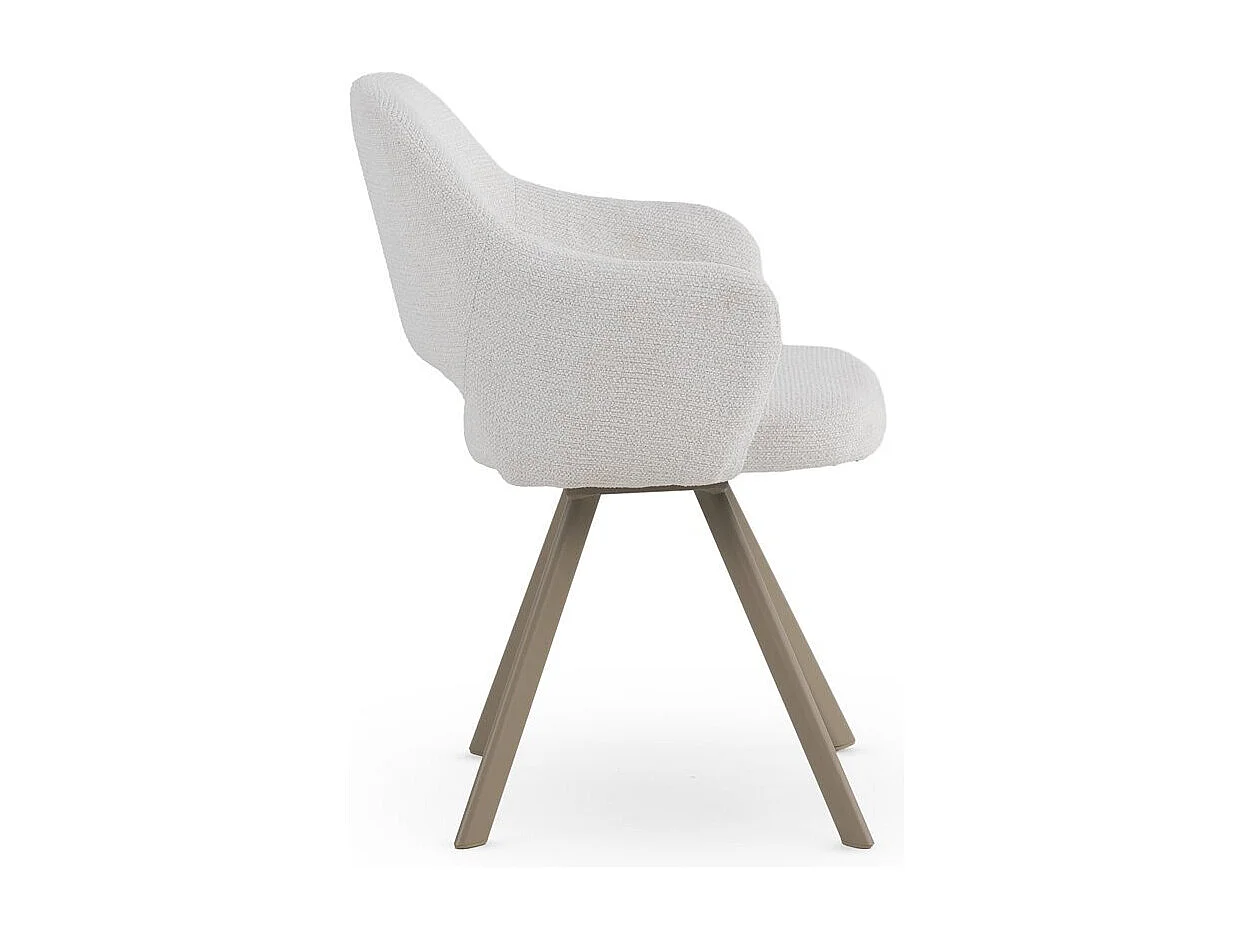 Set di 4 poltrone rivestite in ciniglia color crema