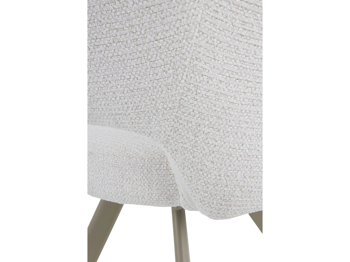 Set di 4 poltrone rivestite in ciniglia color crema