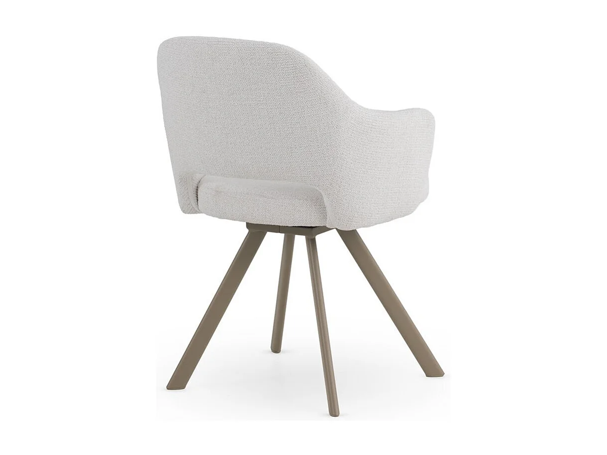 Set di 4 poltrone rivestite in ciniglia color crema