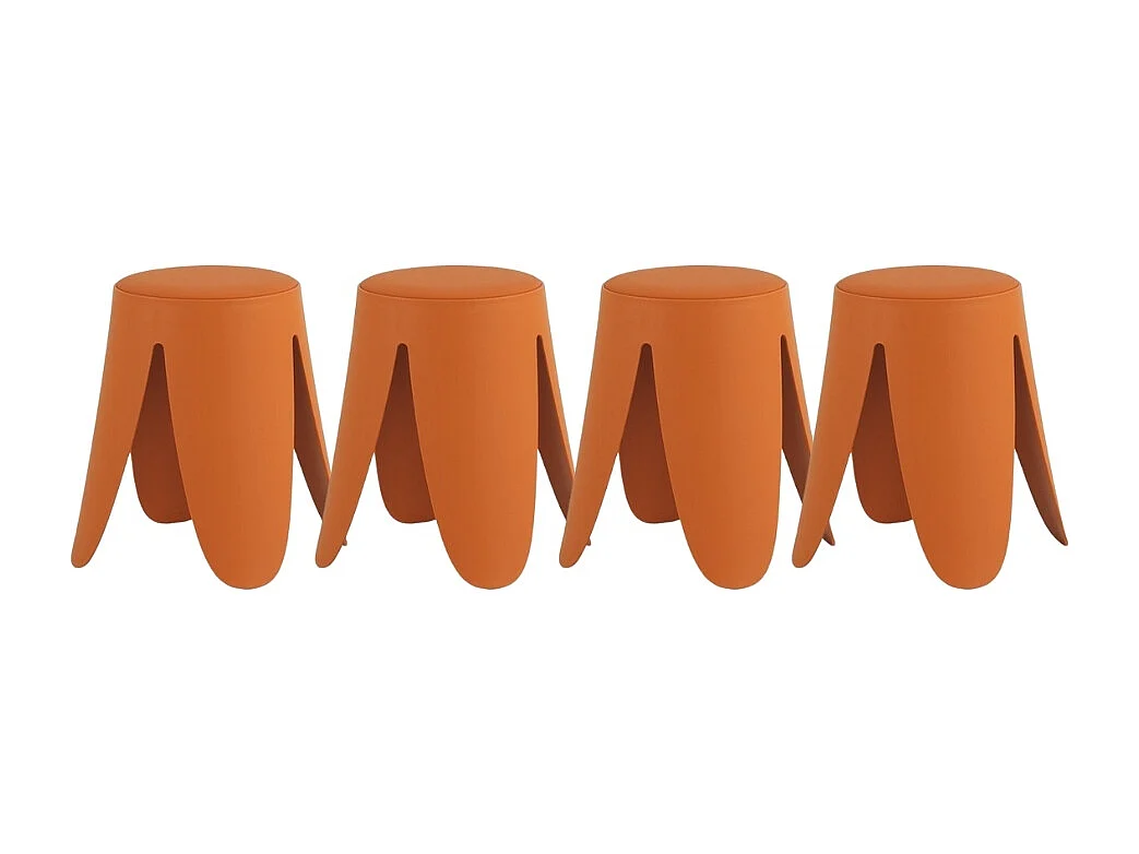 Pack 4 taburetes de polipropileno con asiento tapizado simil piel