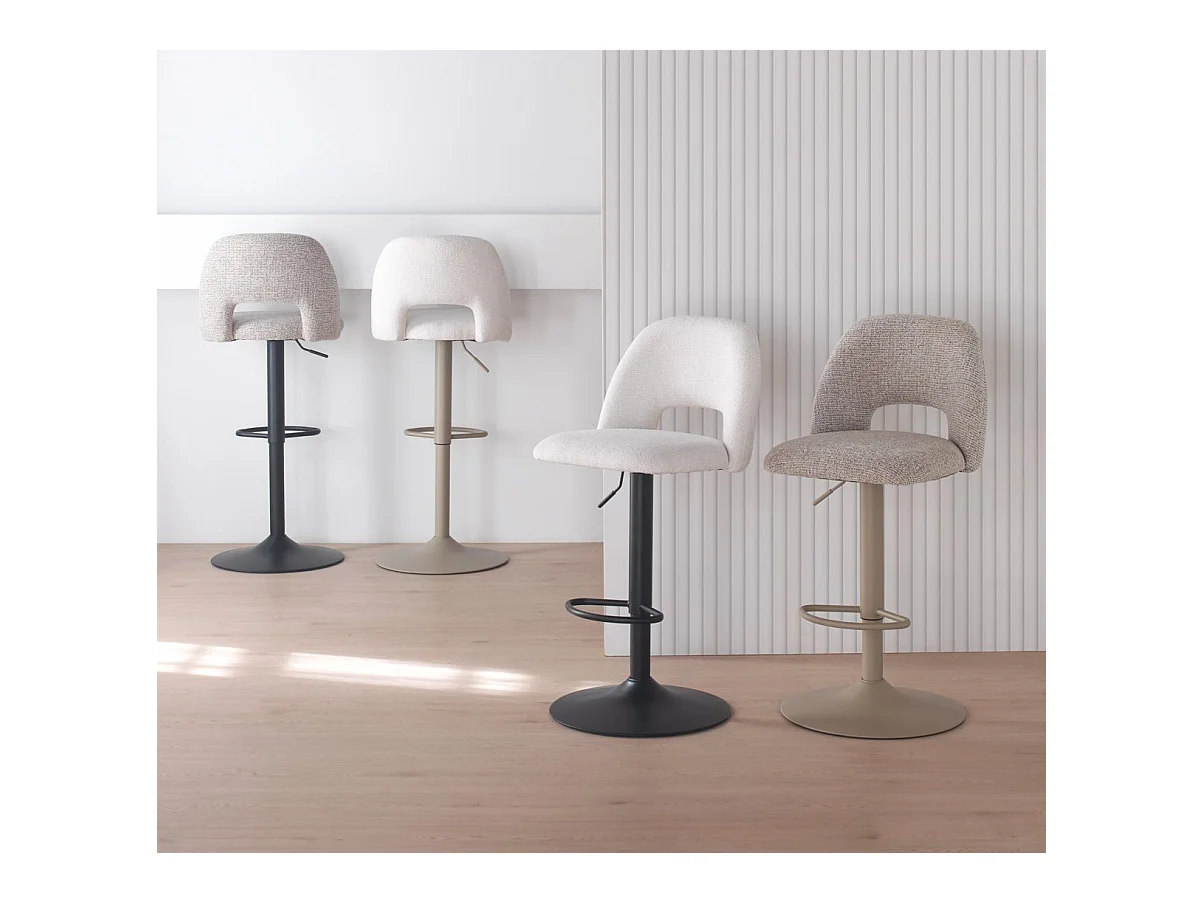 Pacote com 2  banquetas , estofadas em chenille creme