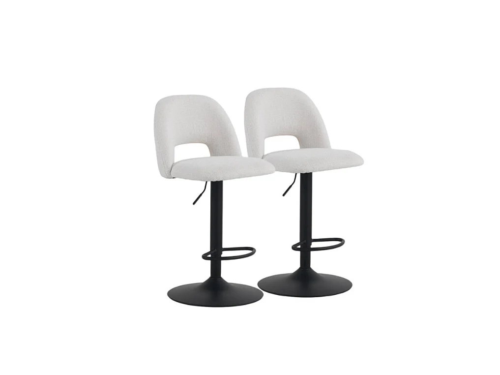 2er-Set Hocker mit cremefarbenem Chenille-Bezug