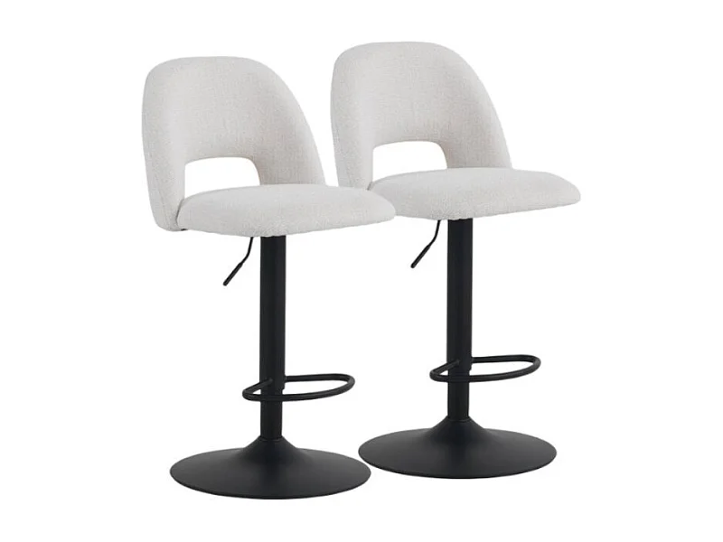 Pacote com 2  banquetas , estofadas em chenille creme