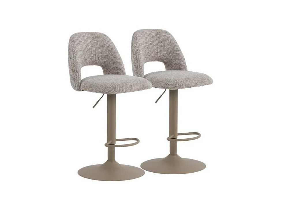 Pacote com 2  banquetas, estofadas em chenille marrom