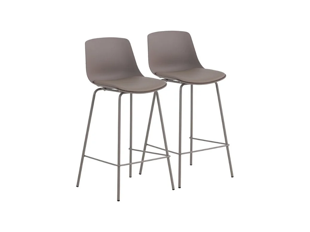 Pacote com 2 bancos de polipropileno com almofada estofada em pele sintética