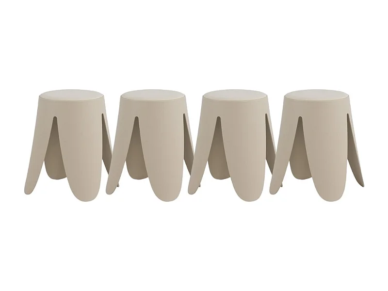 Pack 4 taburetes de polipropileno con asiento tapizado simil piel