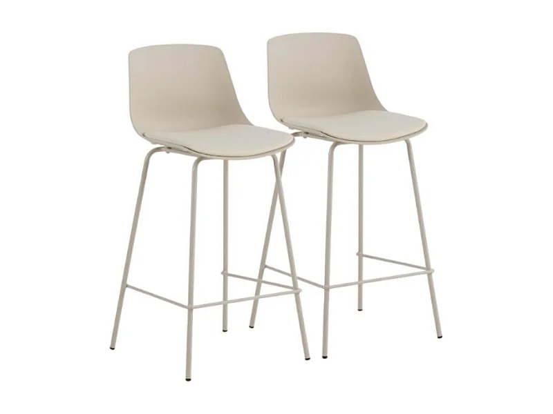 Pacote com 2 bancos de polipropileno com almofada estofada em pele sintética