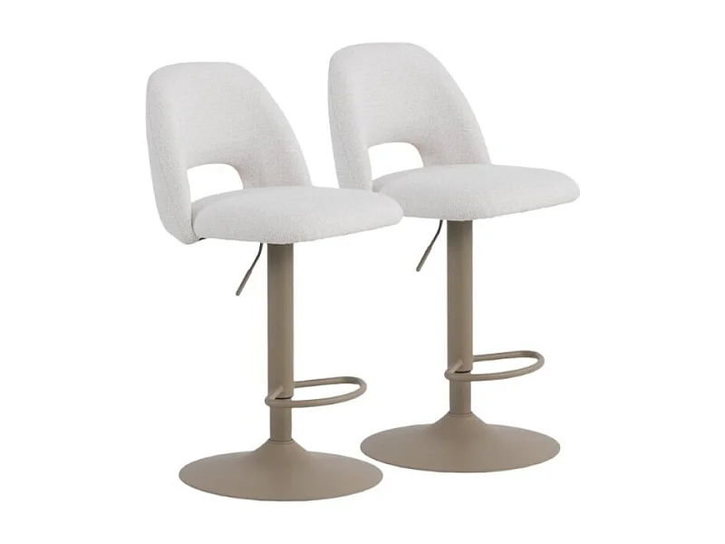 Pacote com 2  banquetas, estofadas em chenille creme