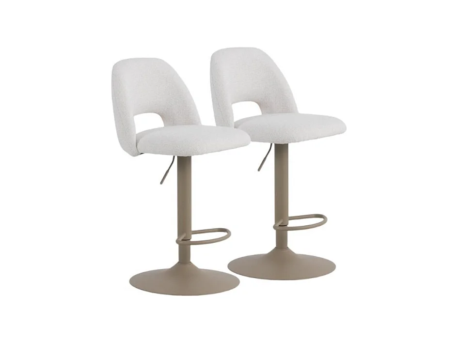 Pacote com 2  banquetas, estofadas em chenille creme