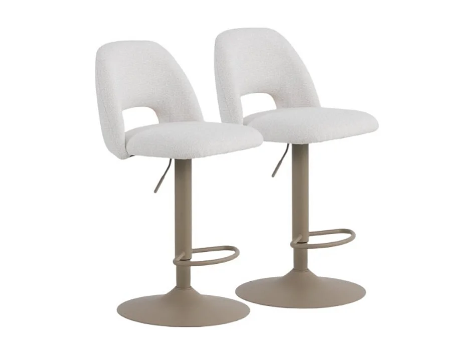 Pack de 2  taburetes, tapizados en chenilla color crema