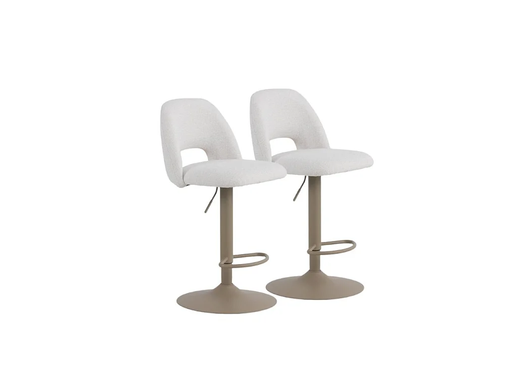 Lot de 2 tabourets, tapissés en chenille crème
