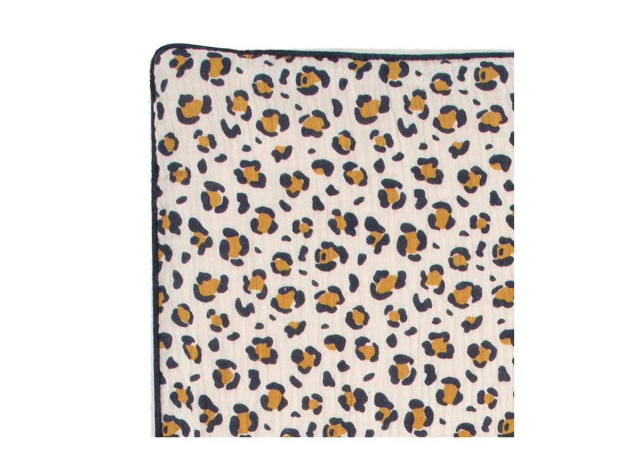 Couverture bébé léopard en gaze de coton et sherpa LEOPARD - Sauthon