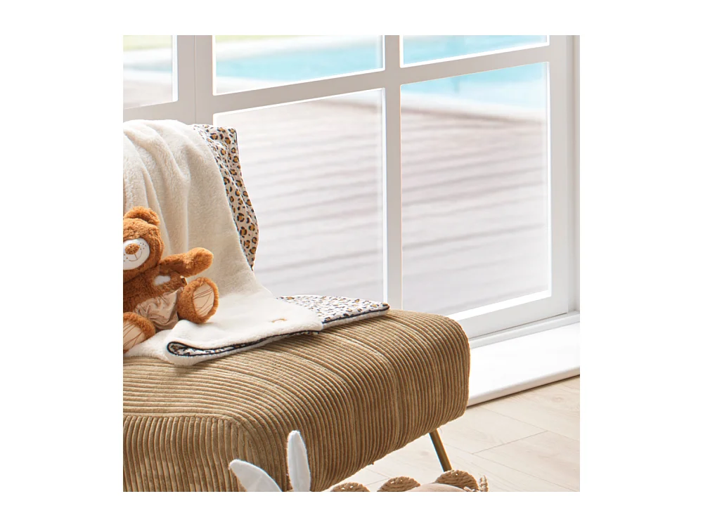 Couverture bébé léopard en gaze de coton et sherpa LEOPARD - Sauthon