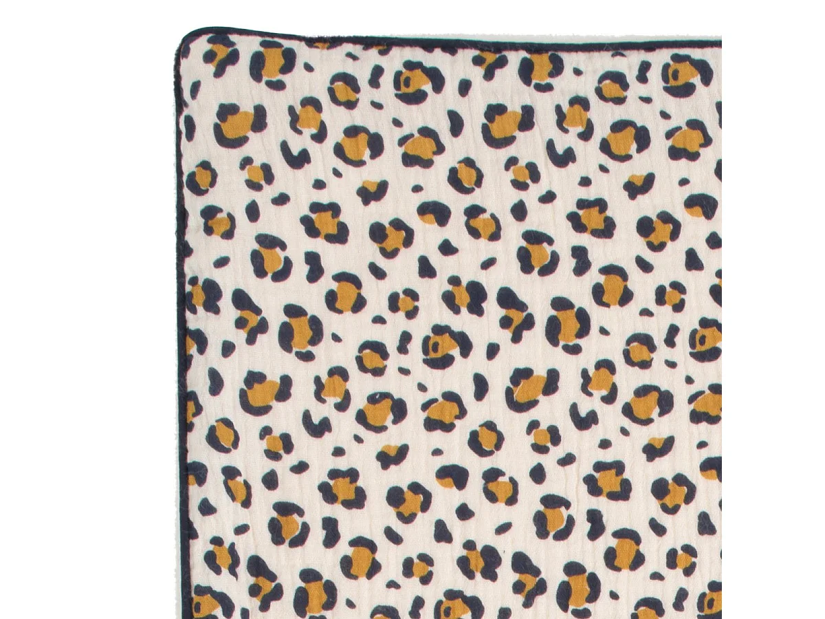 Couverture bébé léopard en gaze de coton et sherpa LEOPARD - Sauthon