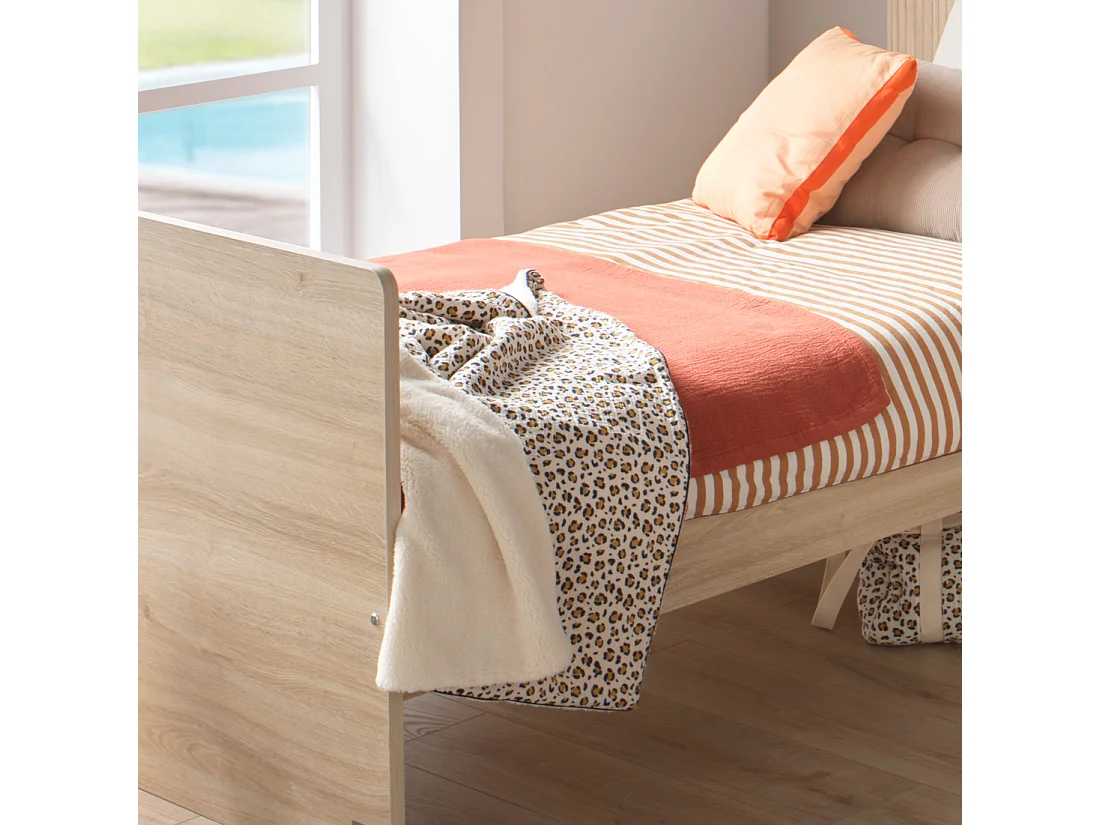 Couverture bébé léopard en gaze de coton et sherpa LEOPARD - Sauthon