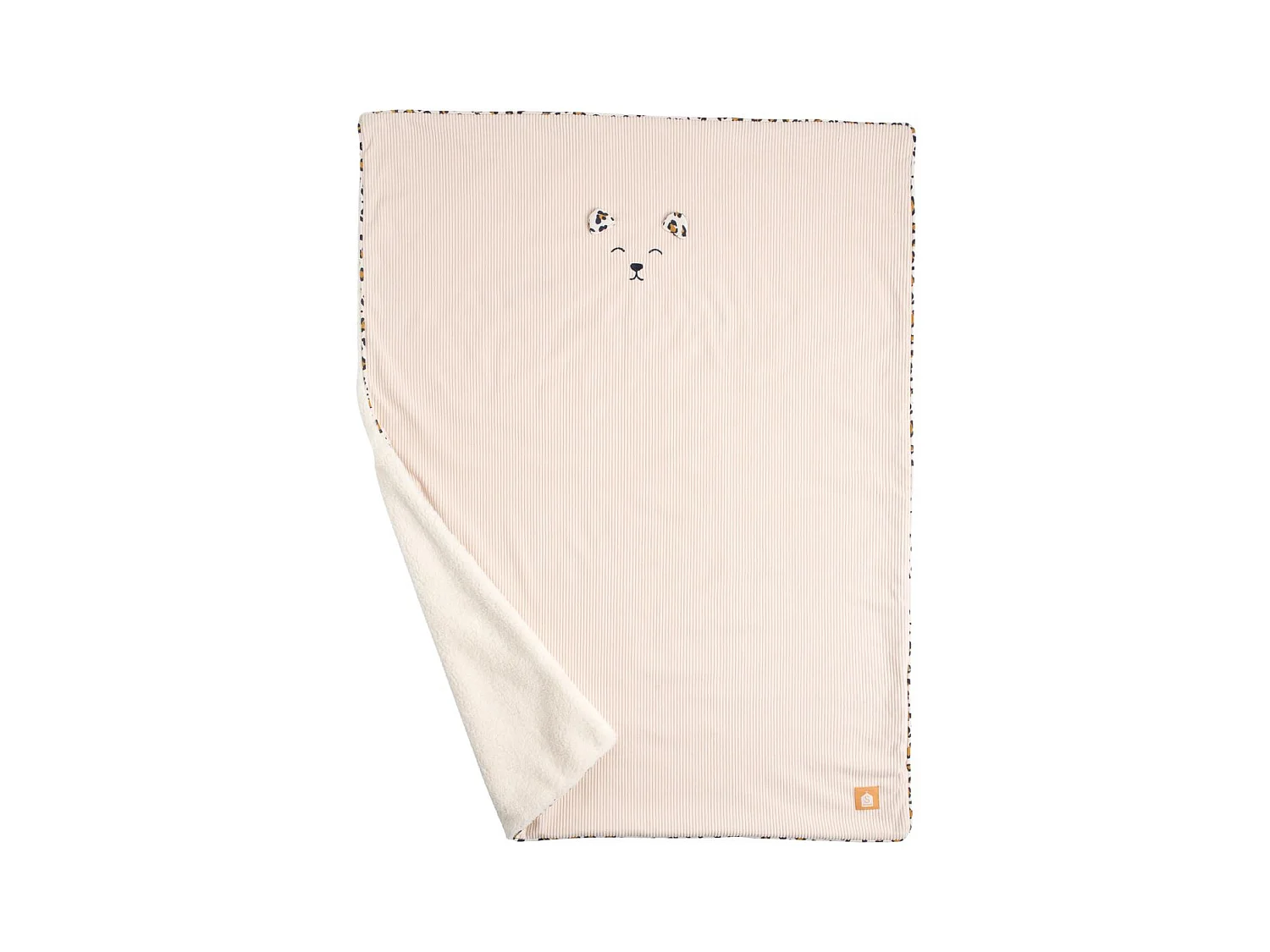 Couverture bébé en velours cotelé et sherpa LEOPARD - Sauthon