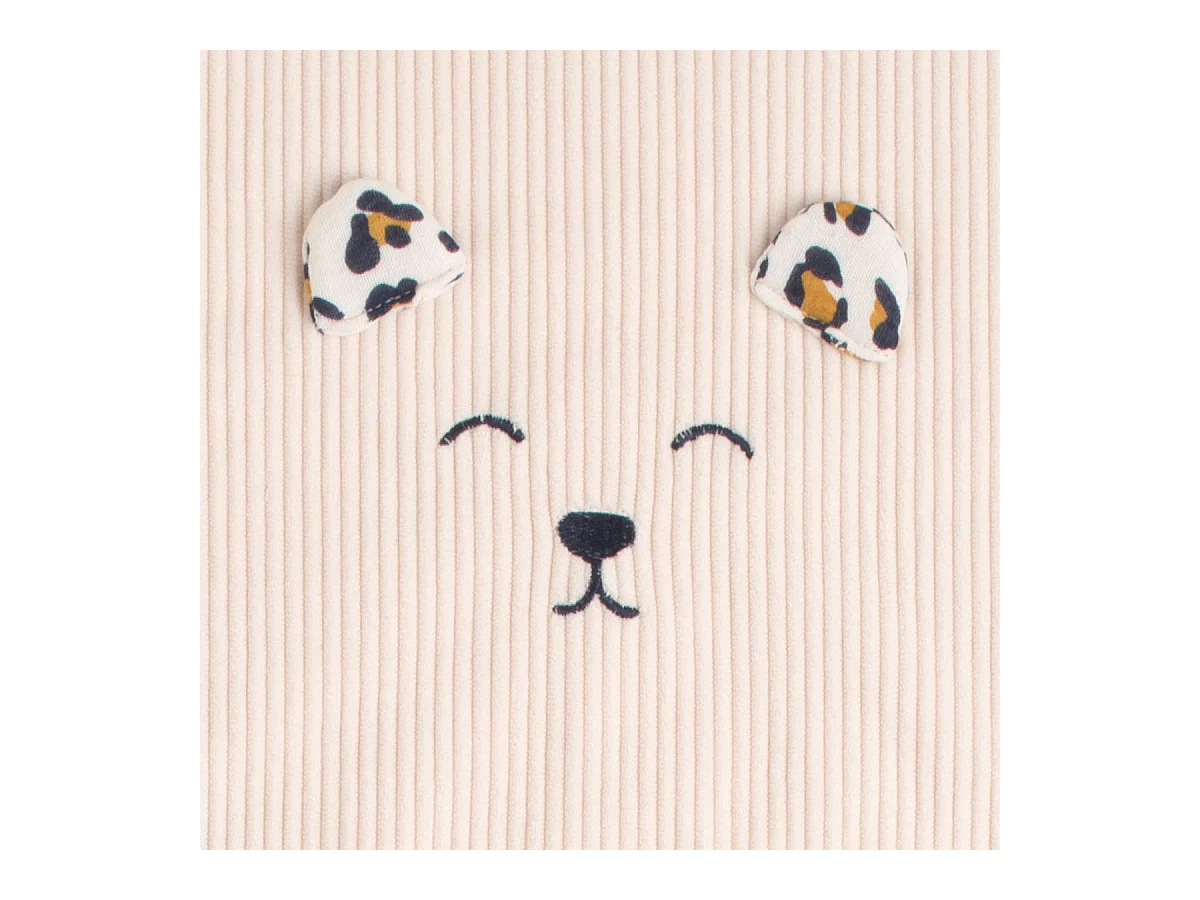 Couverture bébé en velours cotelé et sherpa LEOPARD - Sauthon