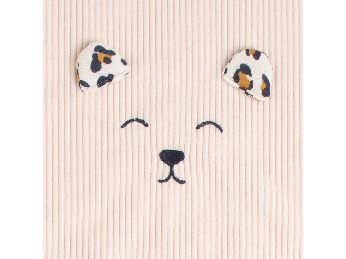 Couverture bébé en velours cotelé et sherpa LEOPARD - Sauthon